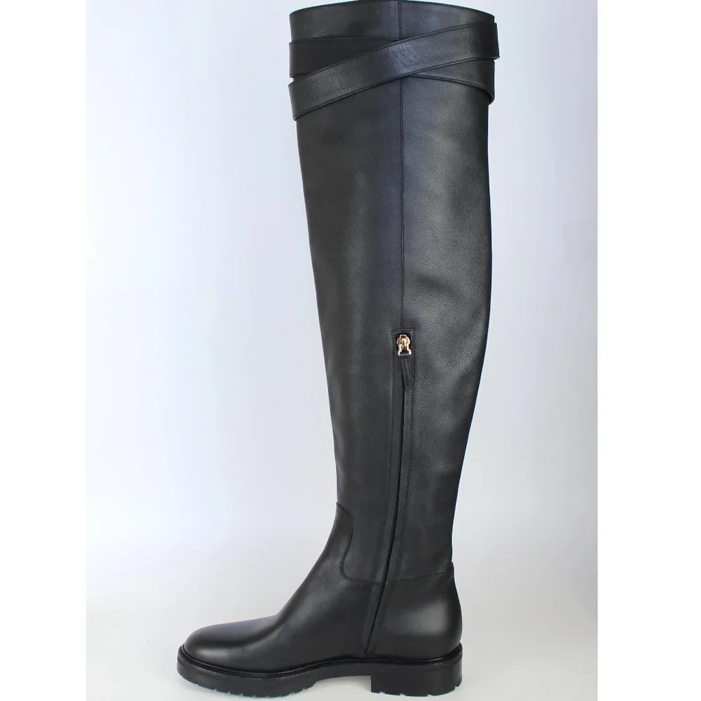 NEW Valentino Garavani RUNWAY Over the Knee Leather Boots, Black, EU 37